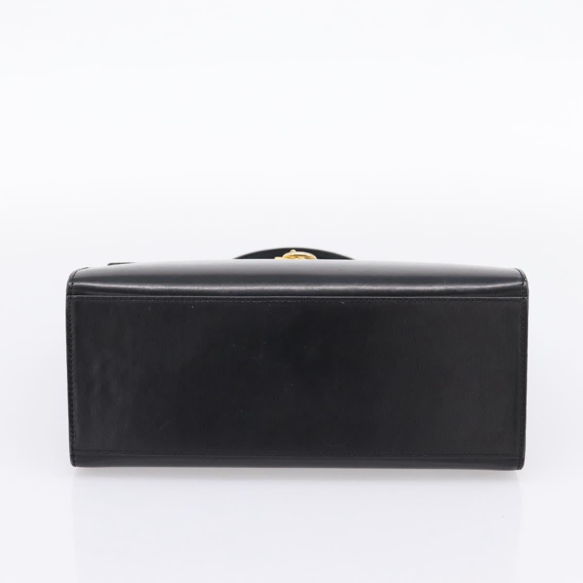 CELINE Hand Bag Leather Black Gold Tone Auth mr2961A