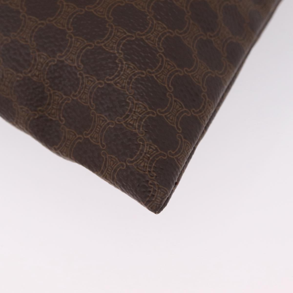 CELINE Macadam Canvas Pouch PVC Brown Gold Tone Auth mr2962