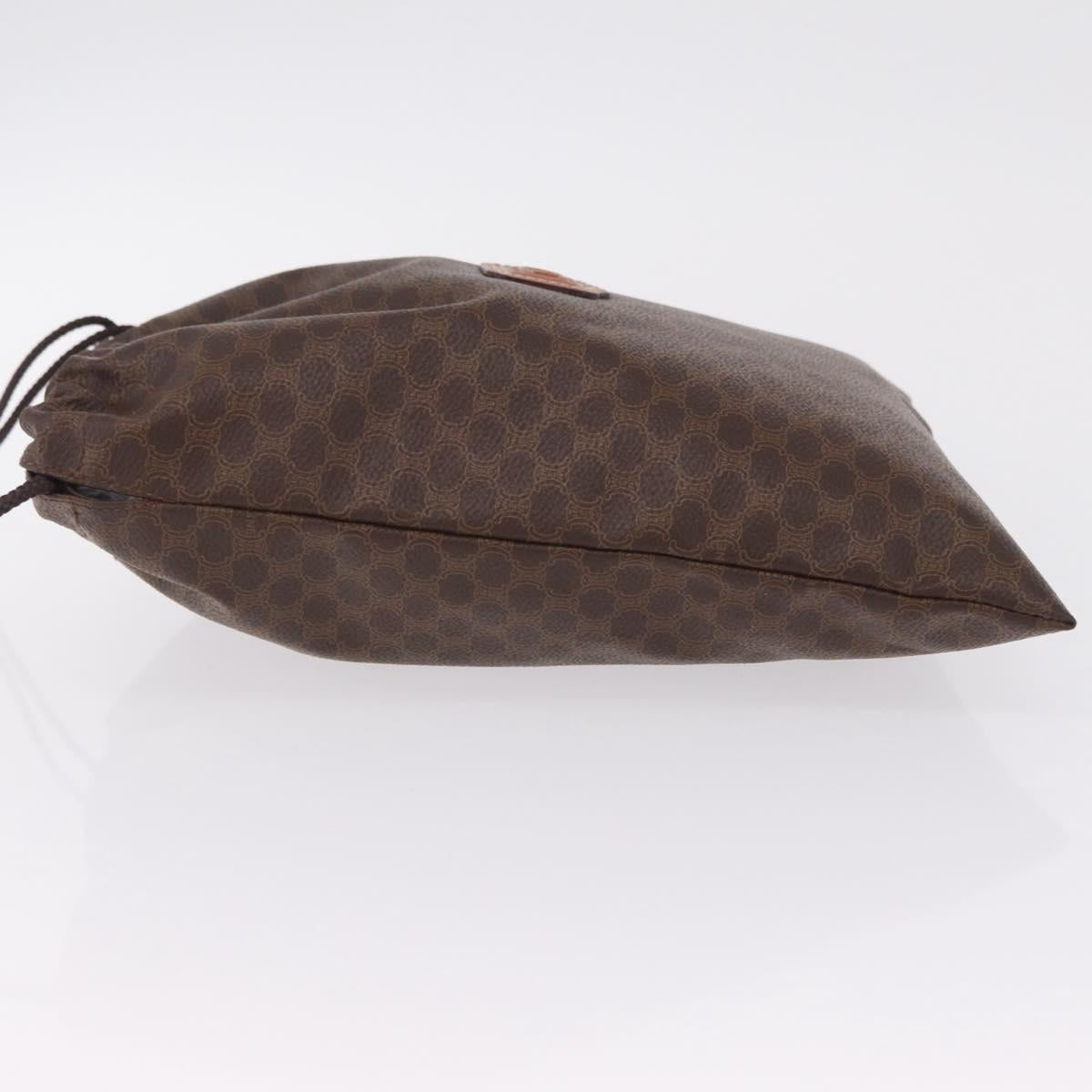 CELINE Macadam Canvas Pouch PVC Brown Gold Tone Auth mr2962