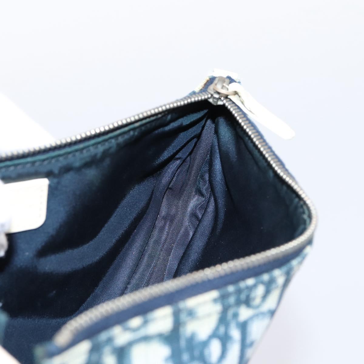 Christian Dior Trotter Saddle Pouch PVC Navy Silver Auth mr2963A