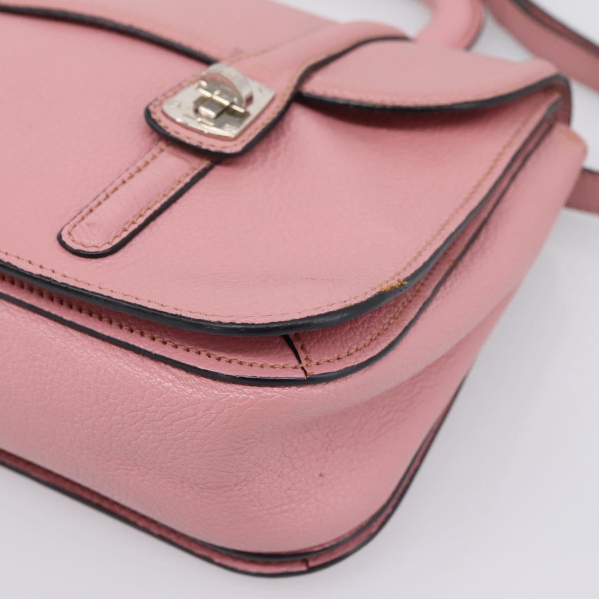 Miu Miu Hand Bag Leather 2way Pink Silver Auth mr2964A