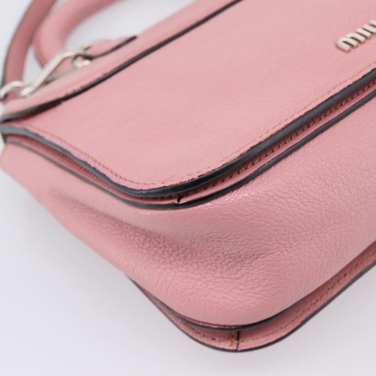 Miu Miu Hand Bag Leather 2way Pink Silver Auth mr2964A