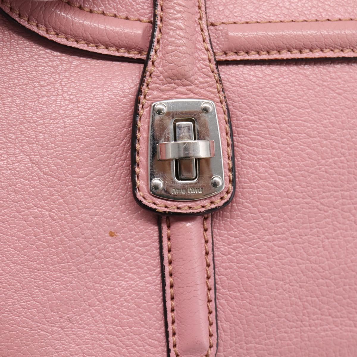 Miu Miu Hand Bag Leather 2way Pink Silver Auth mr2964A
