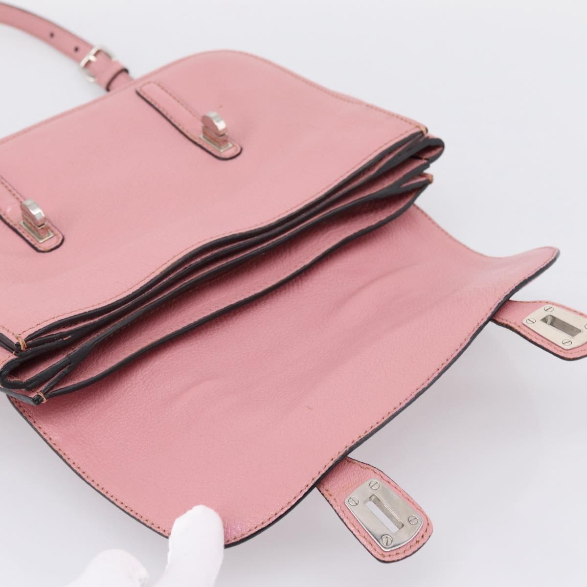 Miu Miu Hand Bag Leather 2way Pink Silver Auth mr2964A