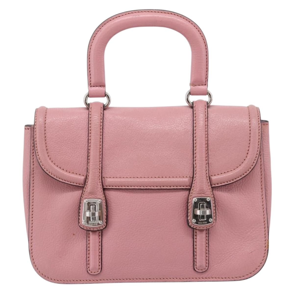 Miu Miu Hand Bag Leather 2way Pink Silver Auth mr2964A