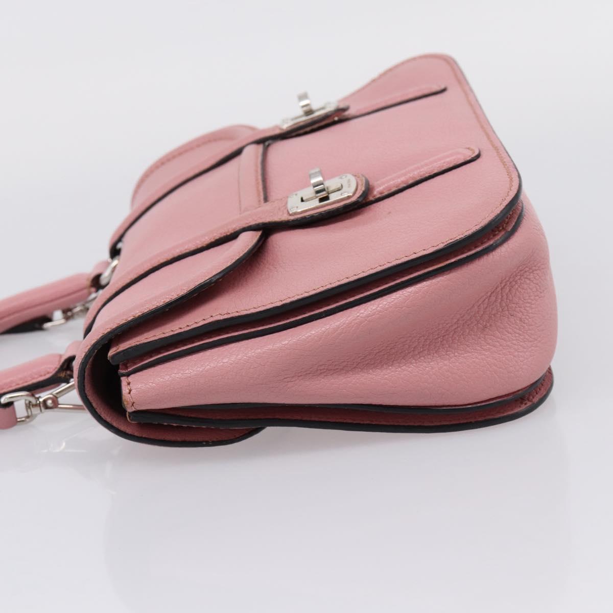 Miu Miu Hand Bag Leather 2way Pink Silver Auth mr2964A