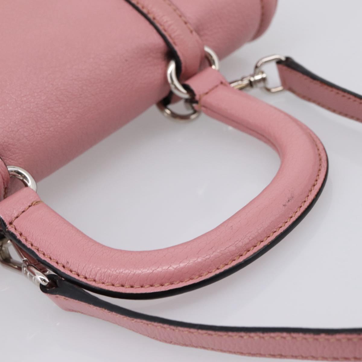 Miu Miu Hand Bag Leather 2way Pink Silver Auth mr2964A