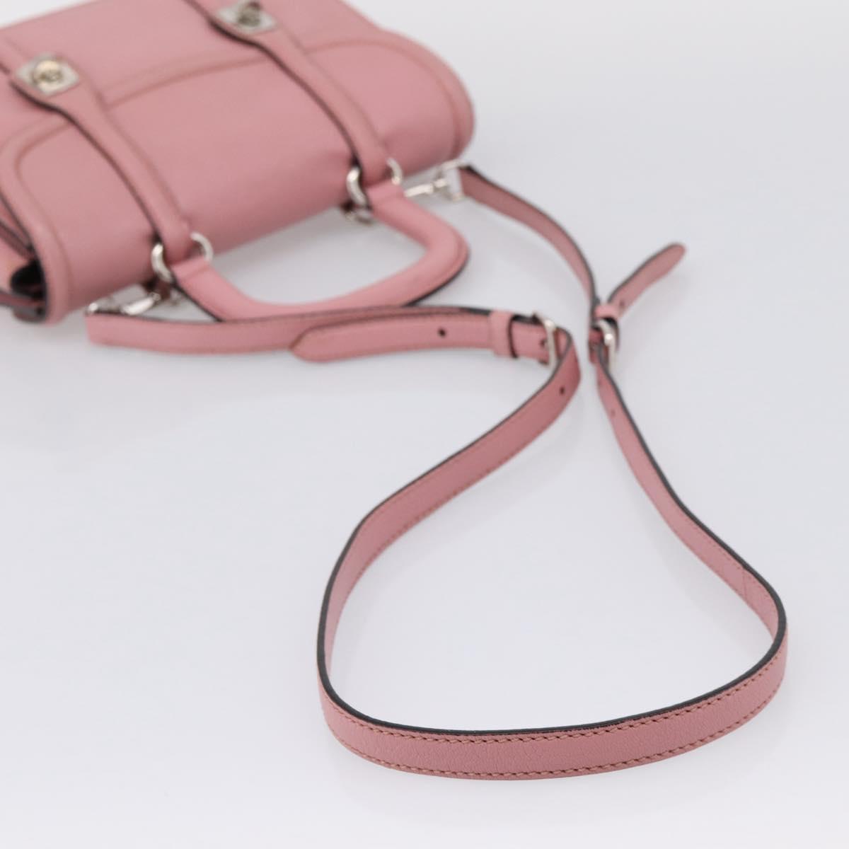 Miu Miu Hand Bag Leather 2way Pink Silver Auth mr2964A