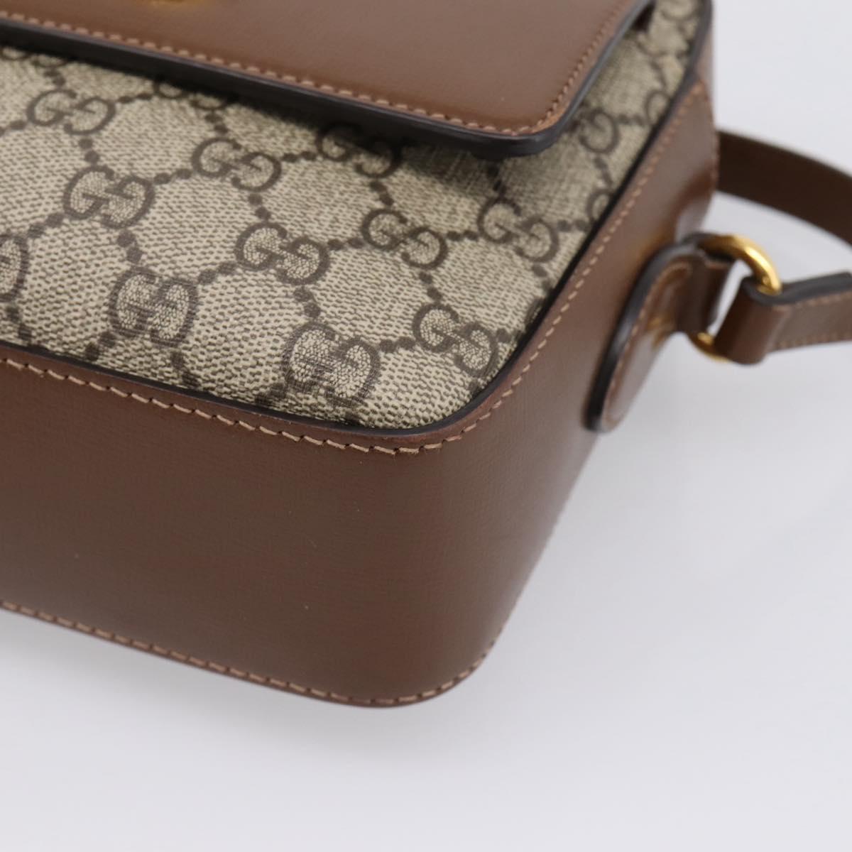 GUCCI GG Supreme Shoulder Bag PVC Beige Gold Tone 645454 Auth mr2966V