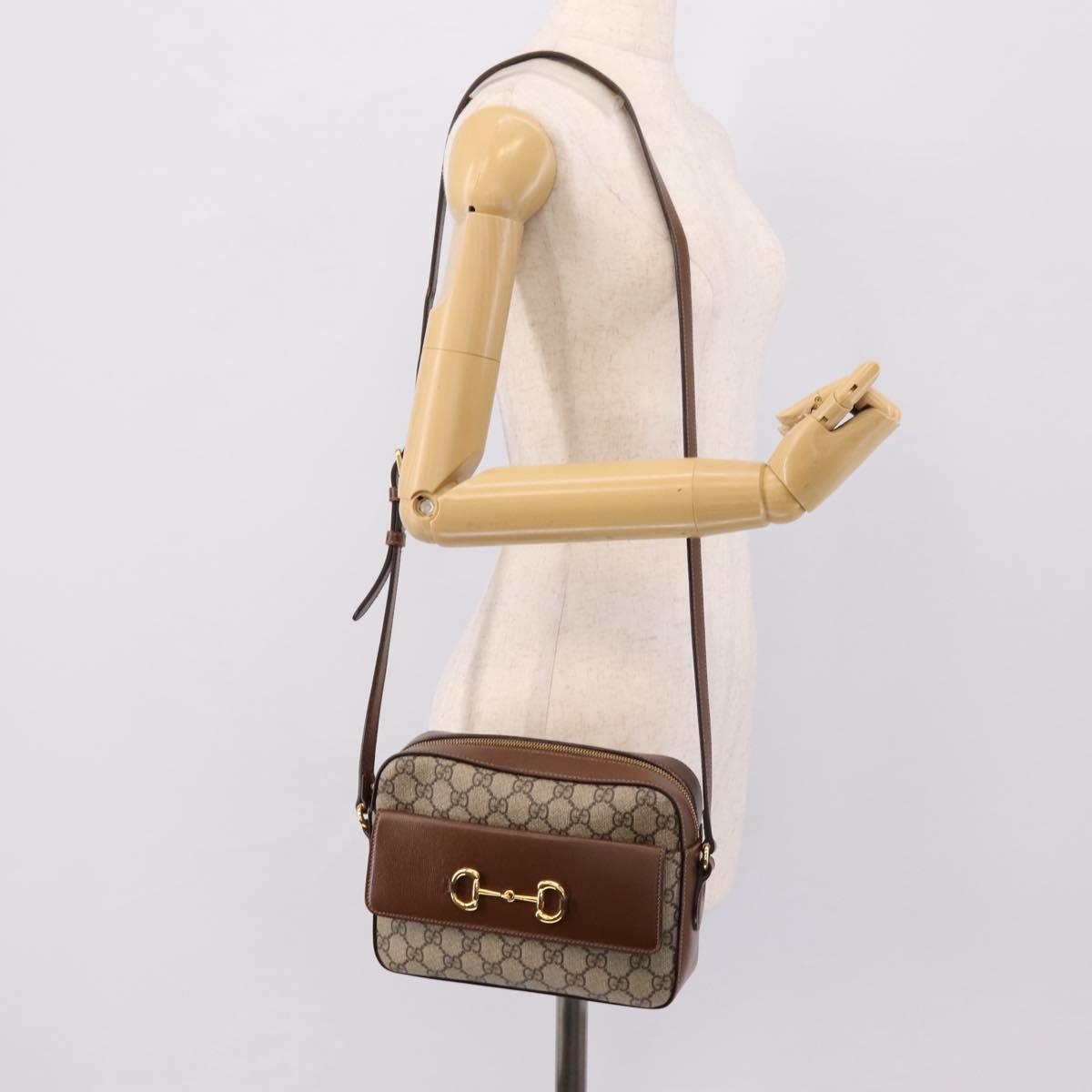 GUCCI GG Supreme Shoulder Bag PVC Beige Gold Tone 645454 Auth mr2966V