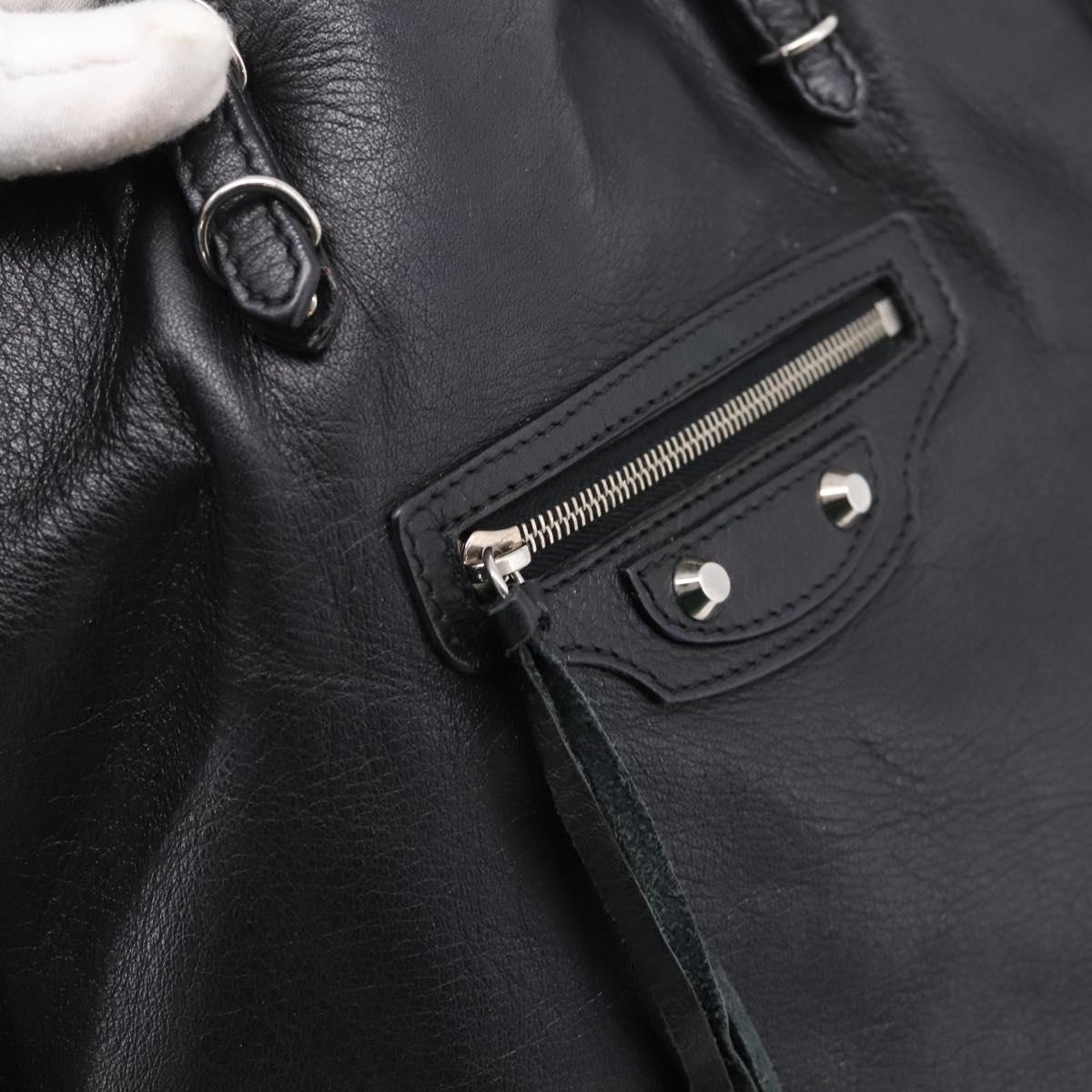 Balenciaga Mini Paper A4 Hand Bag Leather Black Silver 357330 Auth mr2968A