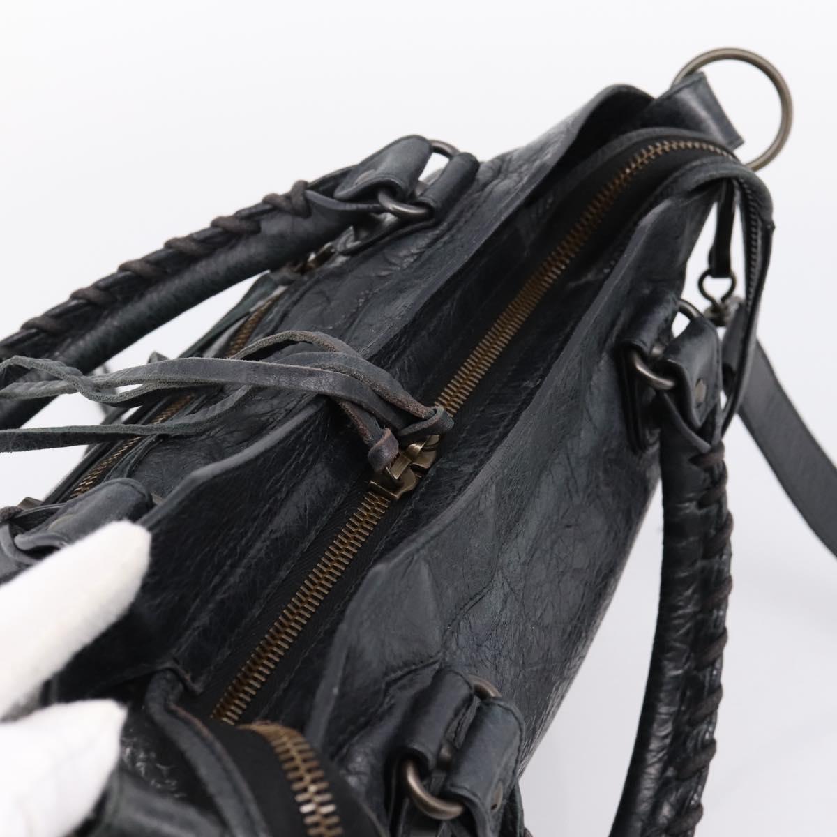 Balenciaga The Town Hand Bag Leather 2way Black 240579 Auth mr2969SAM