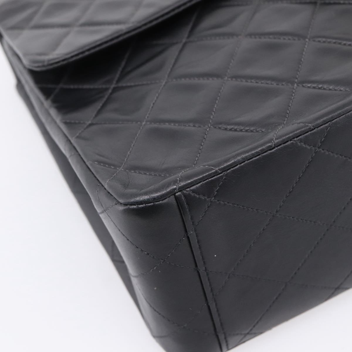 CHANEL Matelasse Big Matelasse 34 Shoulder Bag Lamb Skin Black CC Auth mr2970SAV