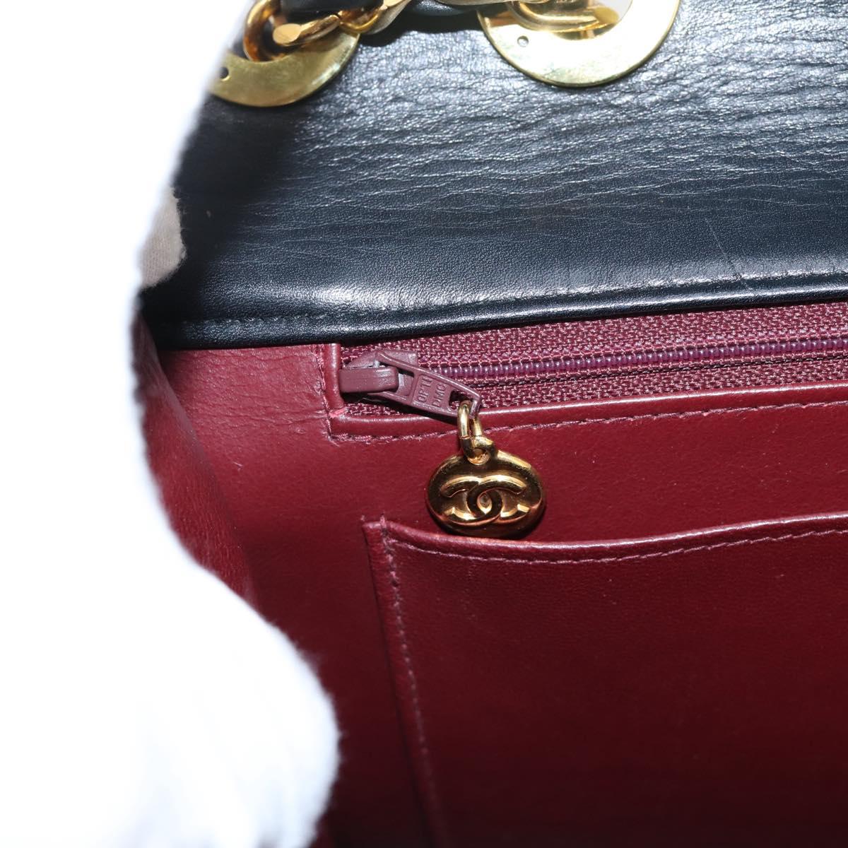 CHANEL Matelasse Big Matelasse 34 Shoulder Bag Lamb Skin Black CC Auth mr2970SAV