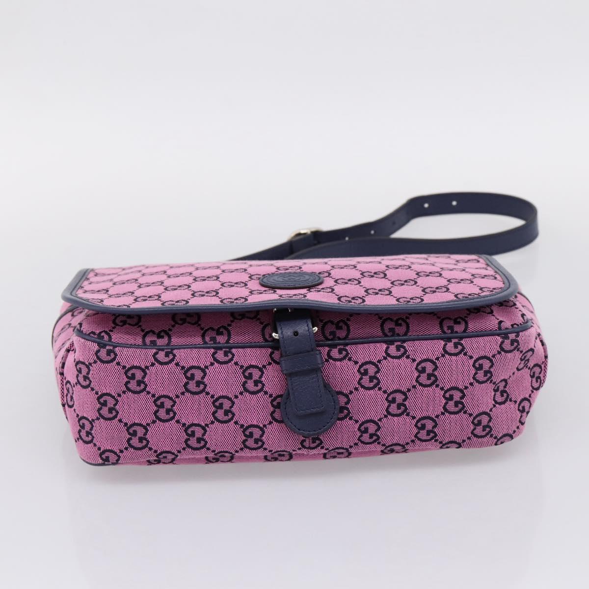 GUCCI GG Canvas Childrens Shoulder Bag Pink Silver Auth mr2971A