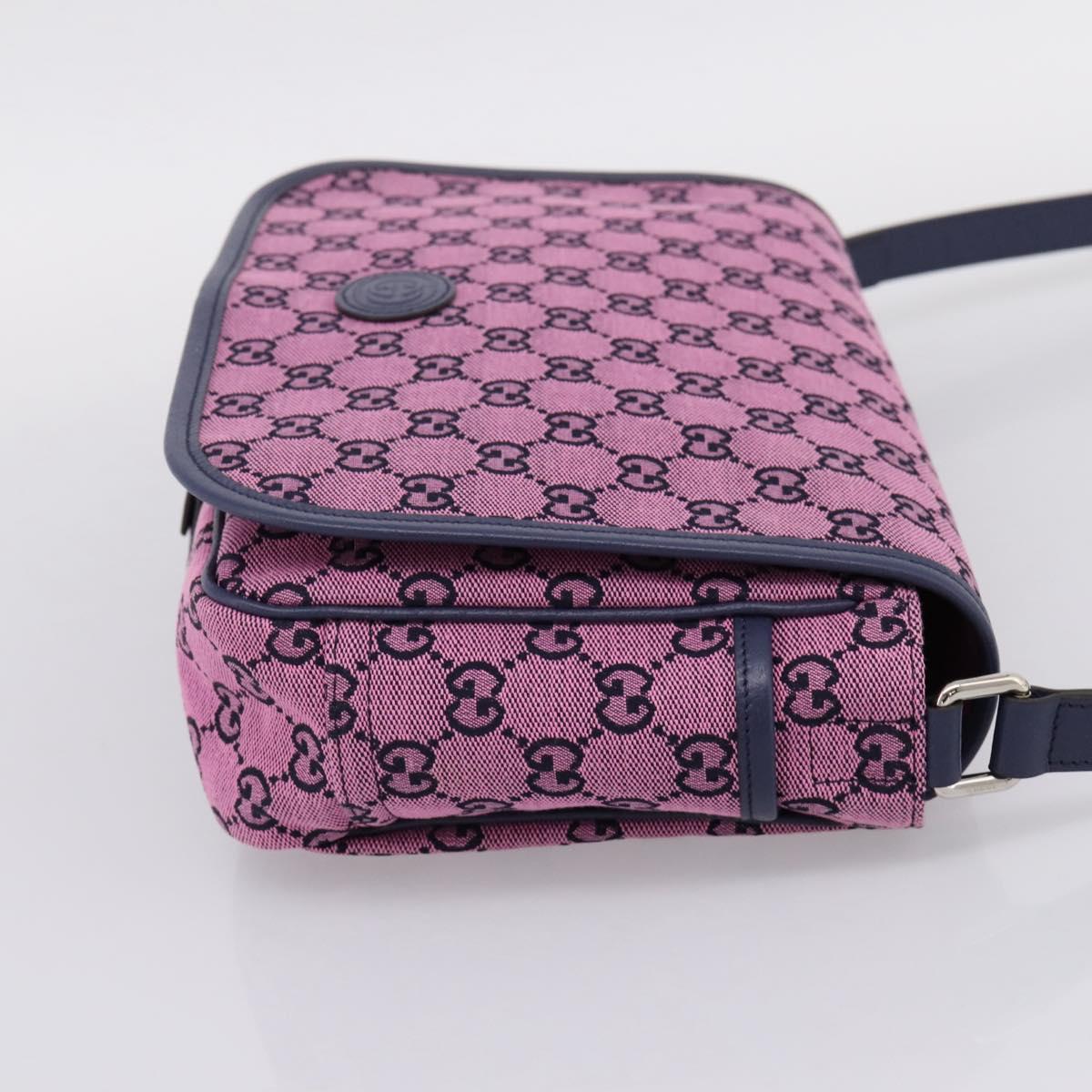 GUCCI GG Canvas Childrens Shoulder Bag Pink Silver Auth mr2971A