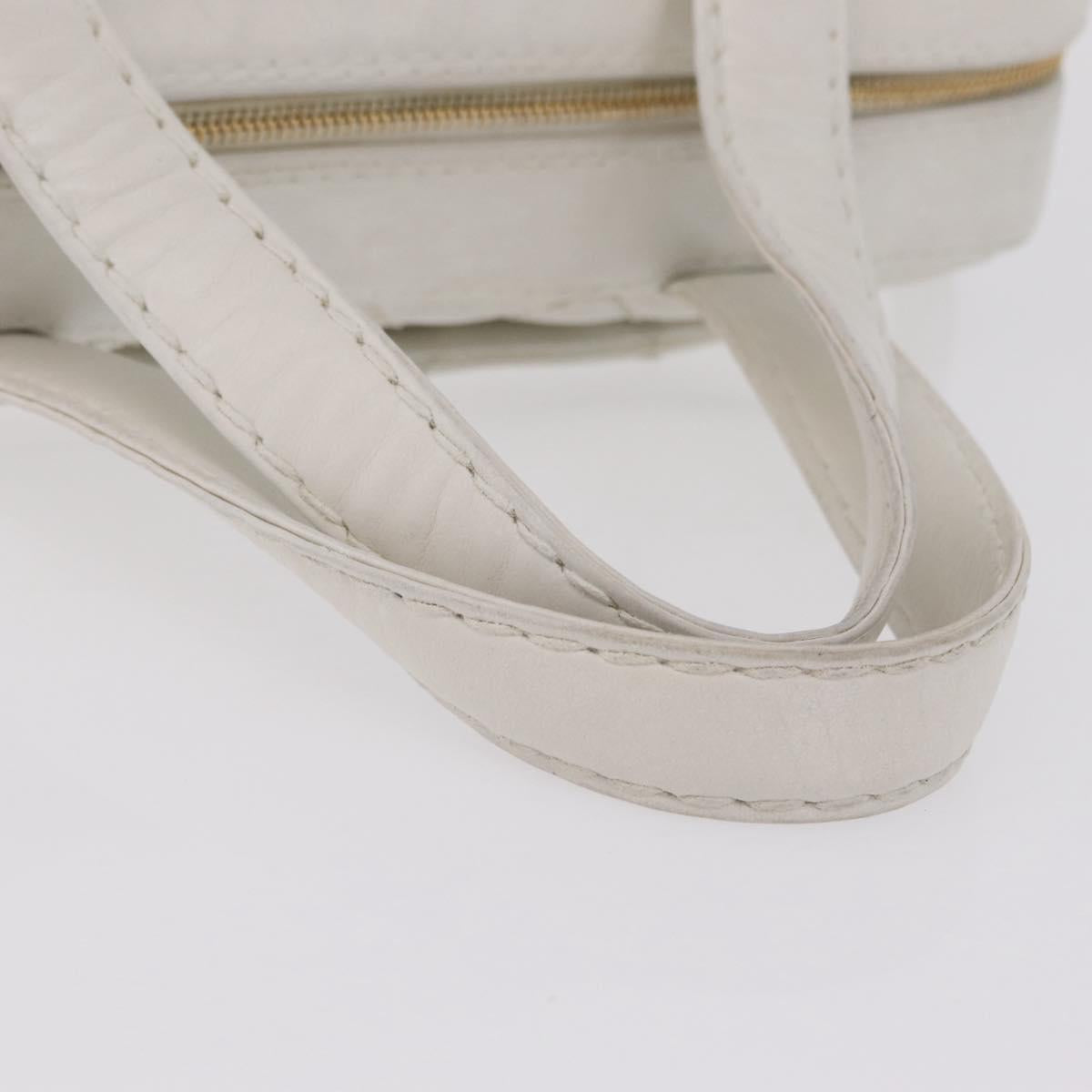 CHANEL Wild Stitch Hand Bag Leather White Gold Tone CC Auth mr2972