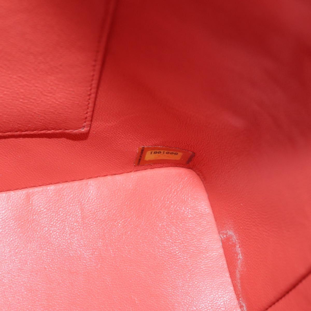 CHANEL Hand Bag Caviar Skin Orange Gold Tone CC Auth mr2973A