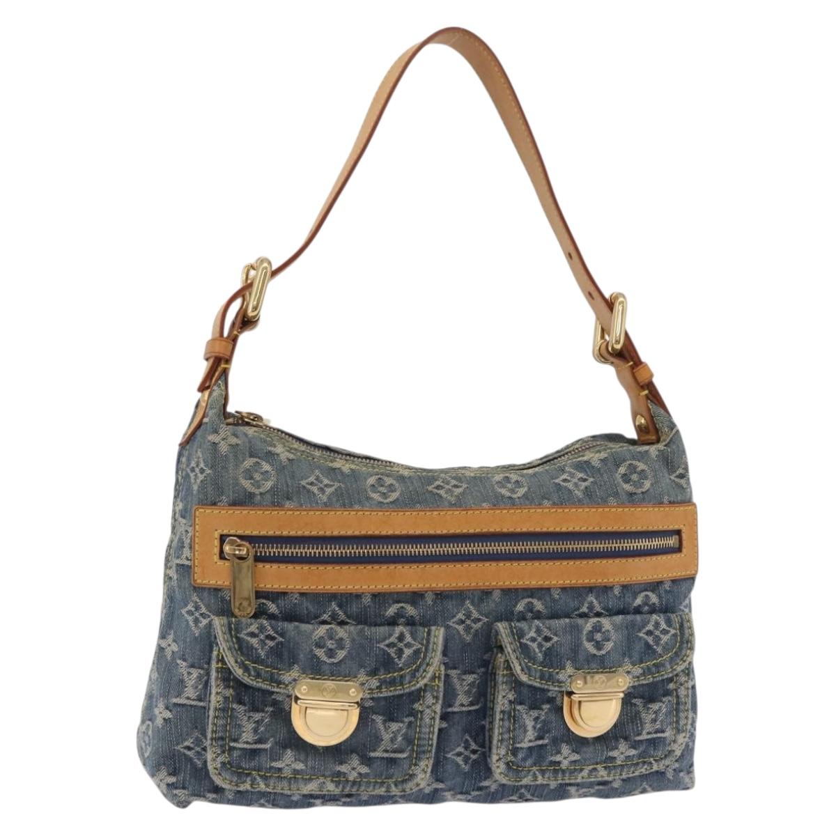 LOUIS VUITTON Monogram Denim Buggy PM Shoulder Bag Blue M95049 LV Auth mr2976V