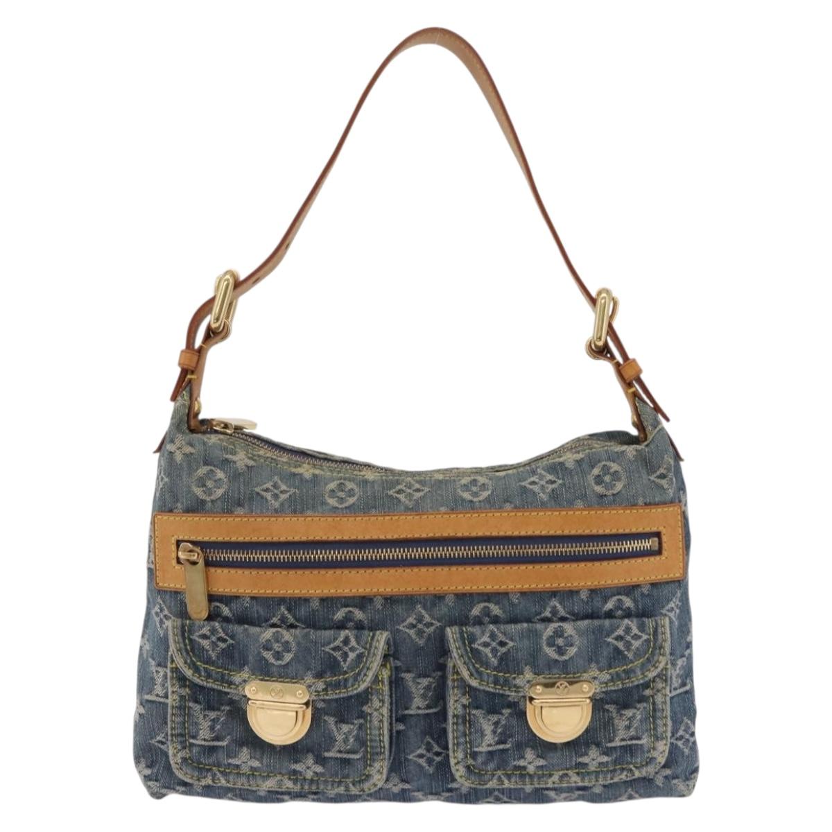 LOUIS VUITTON Monogram Denim Buggy PM Shoulder Bag Blue M95049 LV Auth mr2976V