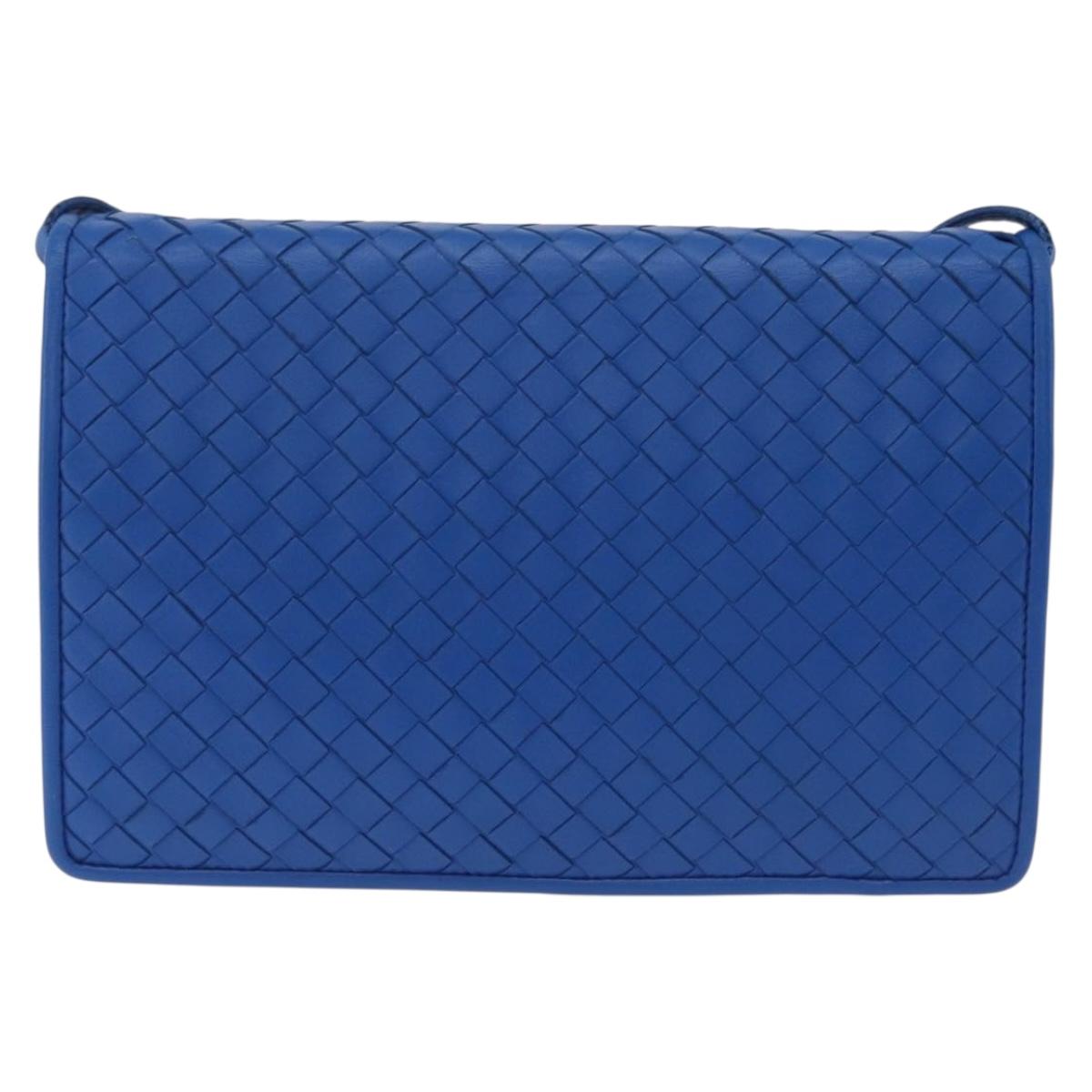 BOTTEGA VENETA INTRECCIATO Shoulder Bag Leather Blue Auth mr2978