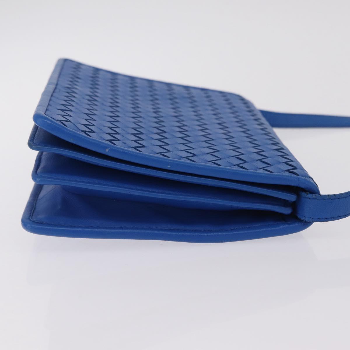 BOTTEGA VENETA INTRECCIATO Shoulder Bag Leather Blue Auth mr2978
