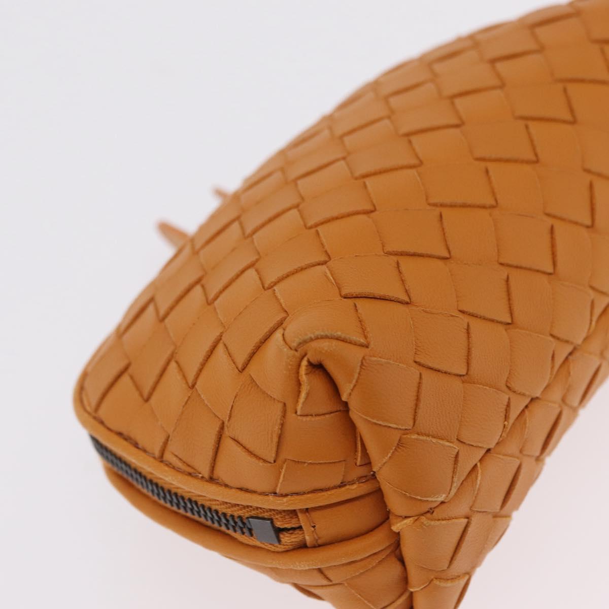 BOTTEGA VENETA INTRECCIATO Pouch Leather Orange Auth mr2980A