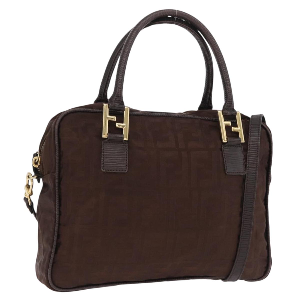 FENDI Zucca Canvas Hand Bag 2way Brown Gold Tone Auth mr2984A