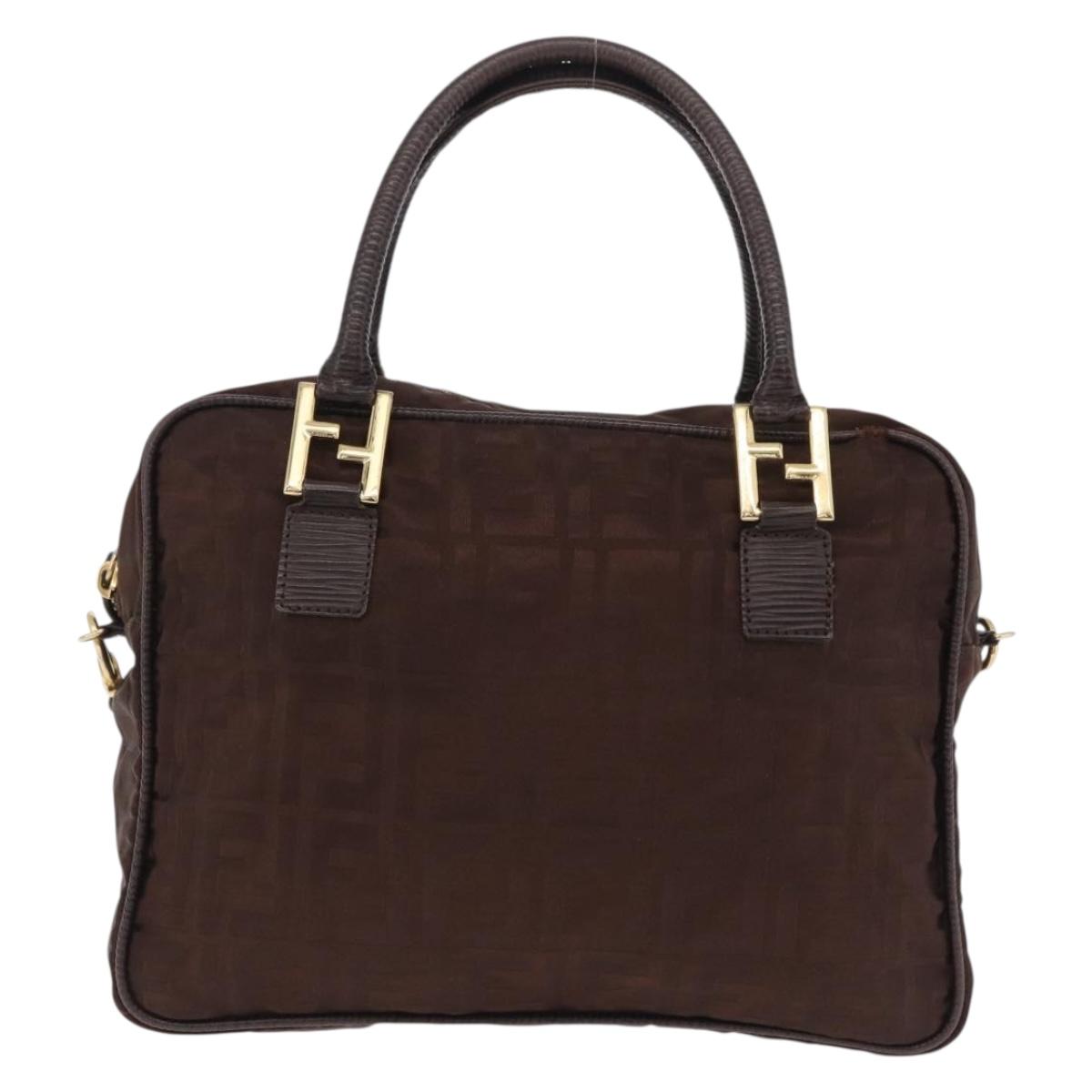 FENDI Zucca Canvas Hand Bag 2way Brown Gold Tone Auth mr2984A