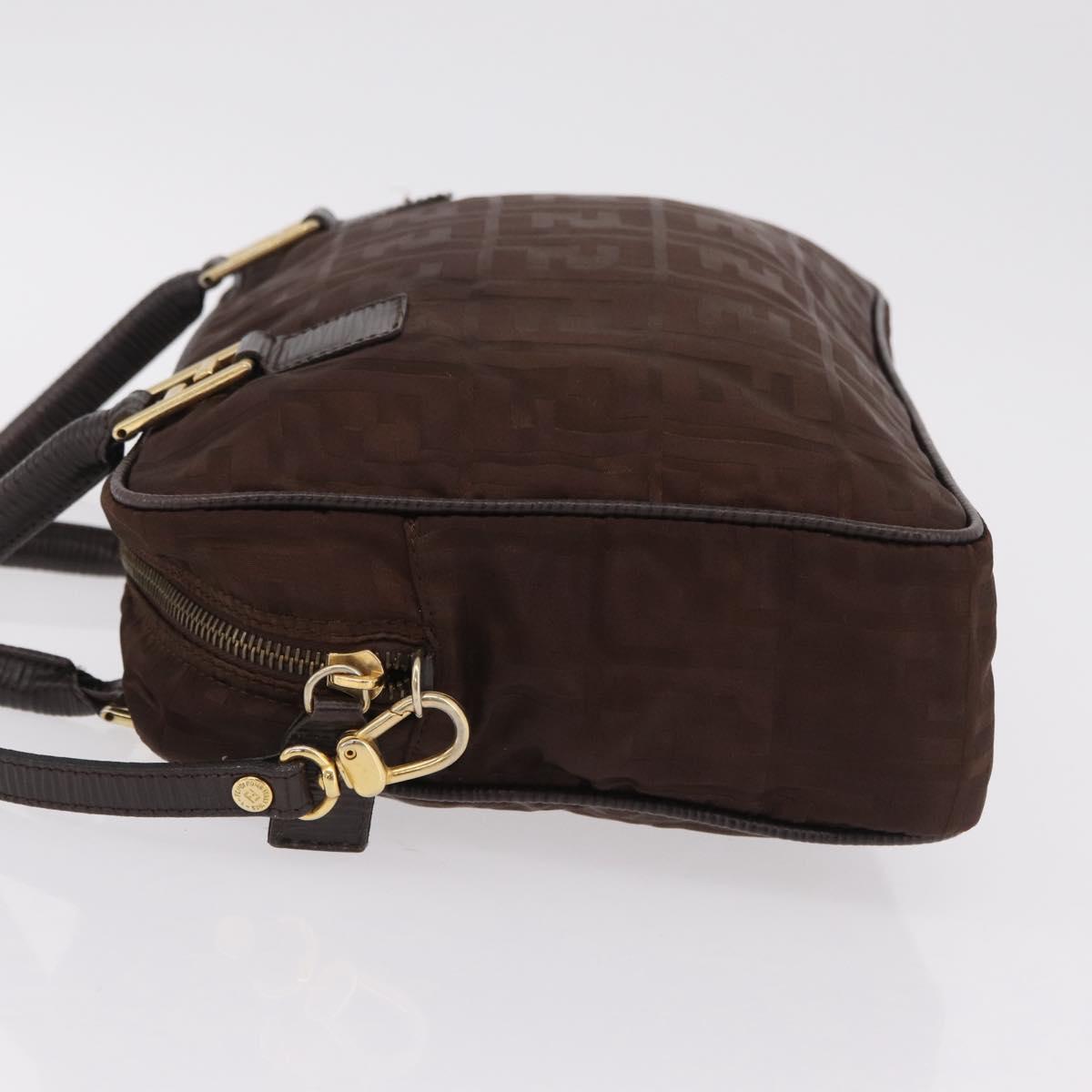 FENDI Zucca Canvas Hand Bag 2way Brown Gold Tone Auth mr2984A