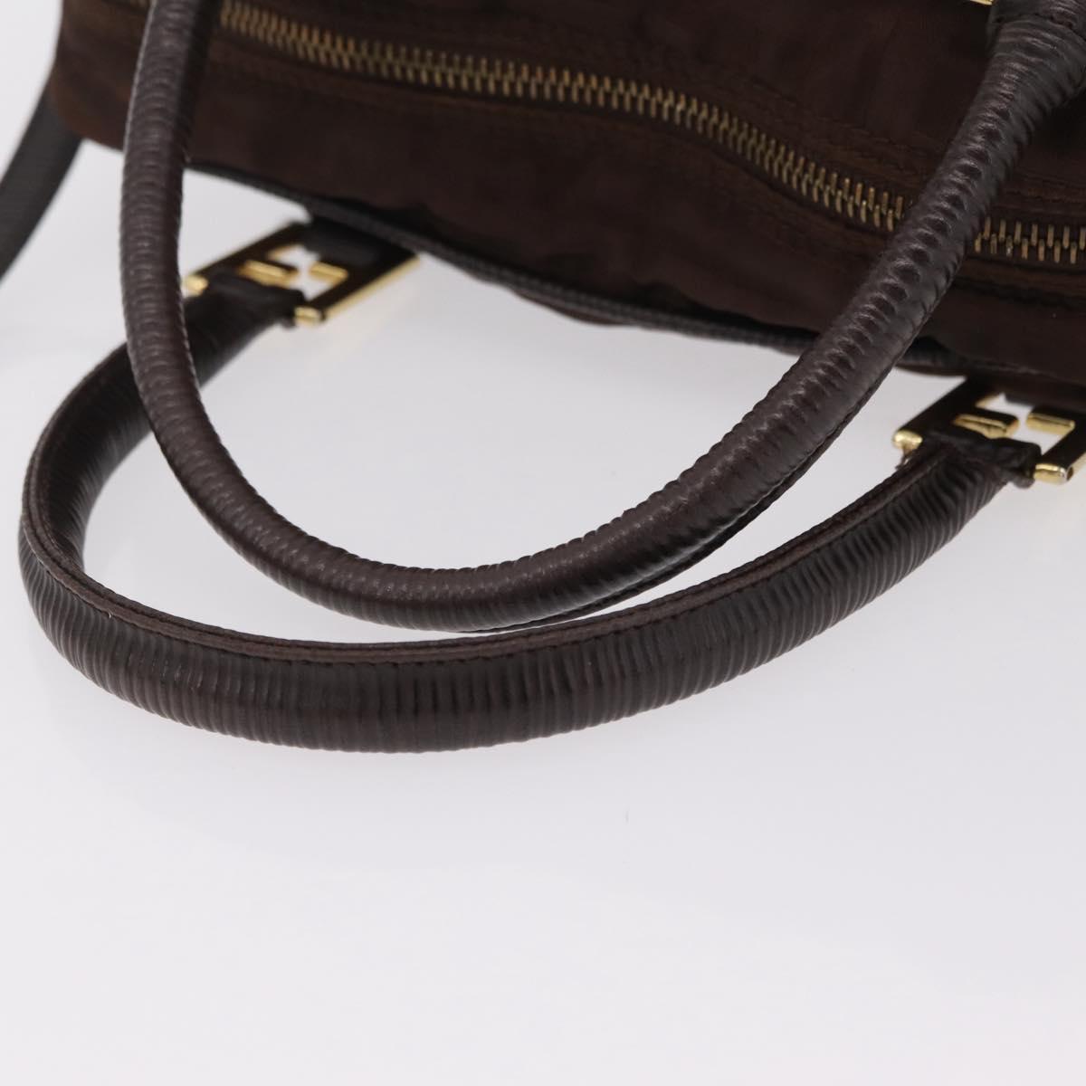 FENDI Zucca Canvas Hand Bag 2way Brown Gold Tone Auth mr2984A