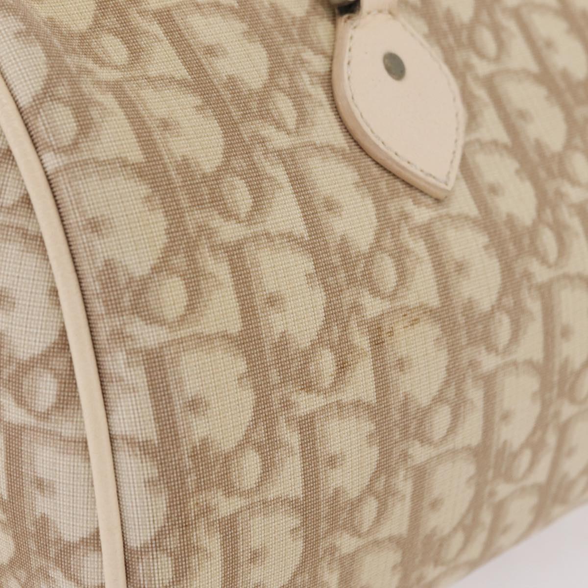 Christian Dior Trotter Floral Hand Bag PVC Beige Silver Auth mr2988V