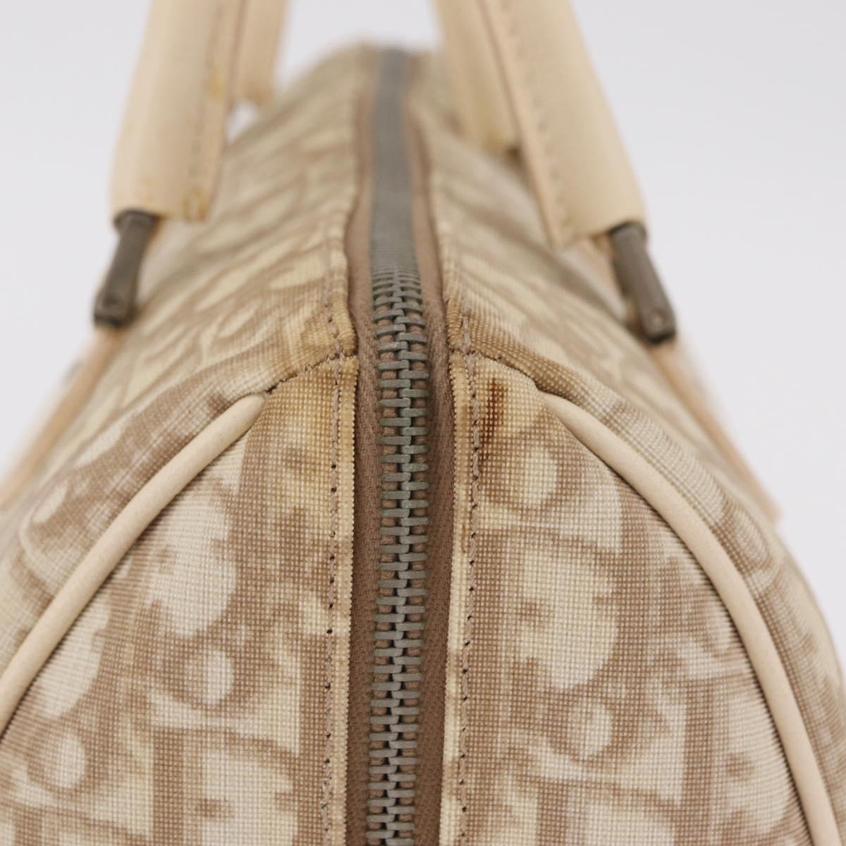 Christian Dior Trotter Floral Hand Bag PVC Beige Silver Auth mr2988V