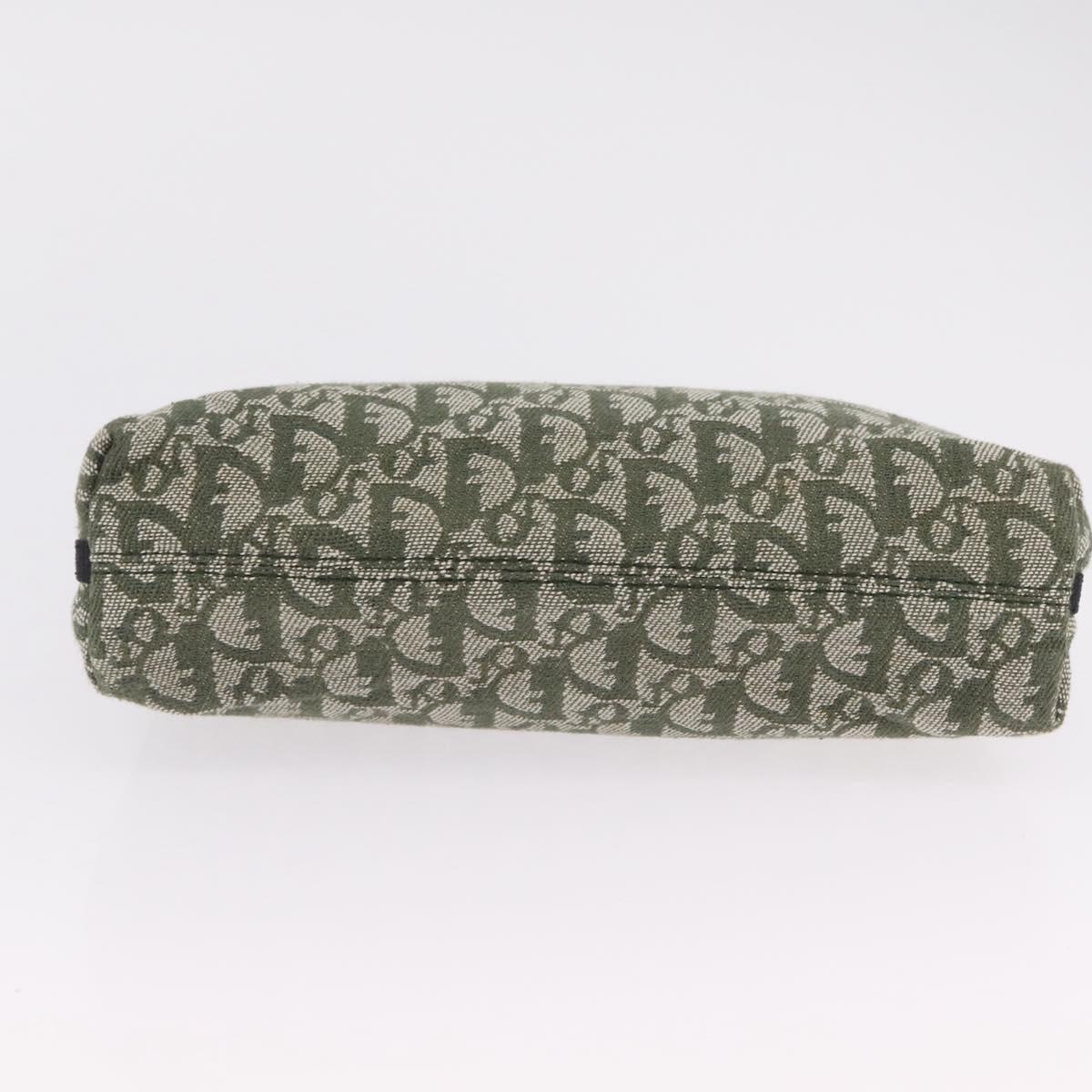 Christian Dior Trotter Canvas Accessory Pouch Khaki Silver Auth mr2991V