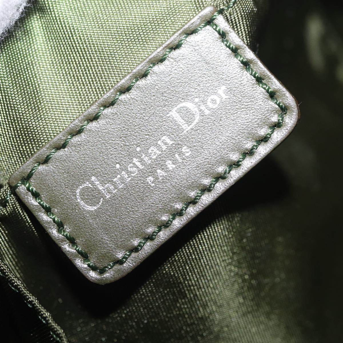 Christian Dior Trotter Canvas Accessory Pouch Khaki Silver Auth mr2991V