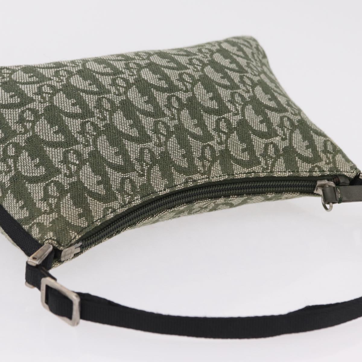 Christian Dior Trotter Canvas Accessory Pouch Khaki Silver Auth mr2991V