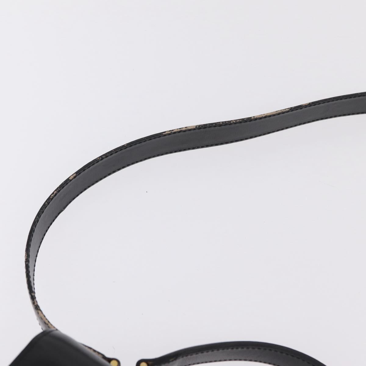 CELINE Hand Bag Leather 2way Black Gold Tone Auth mr2993