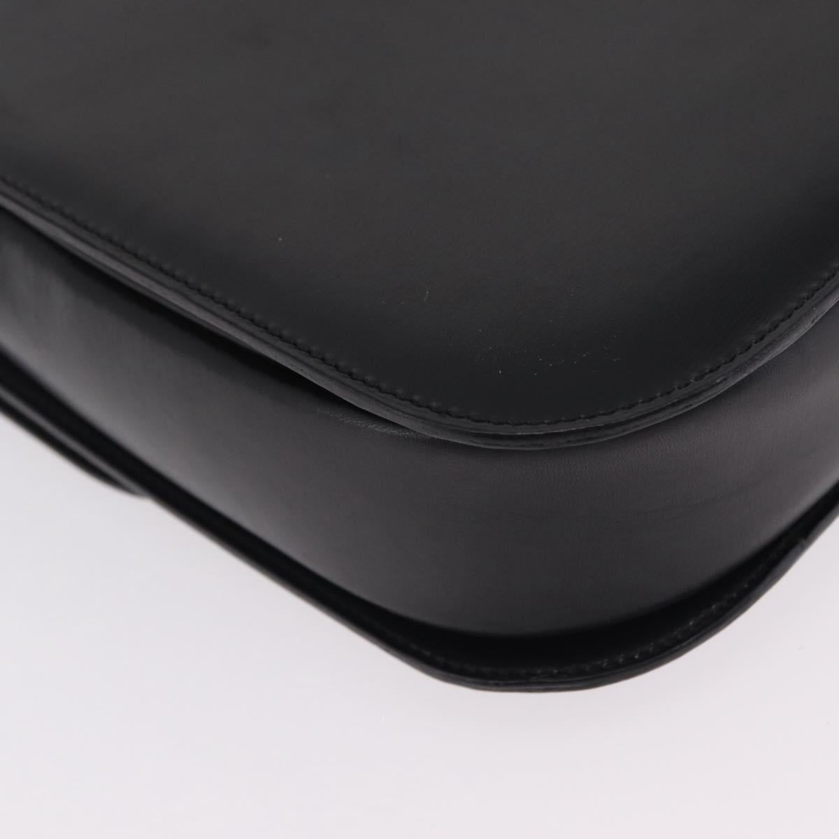CELINE Hand Bag Leather 2way Black Gold Tone Auth mr2993