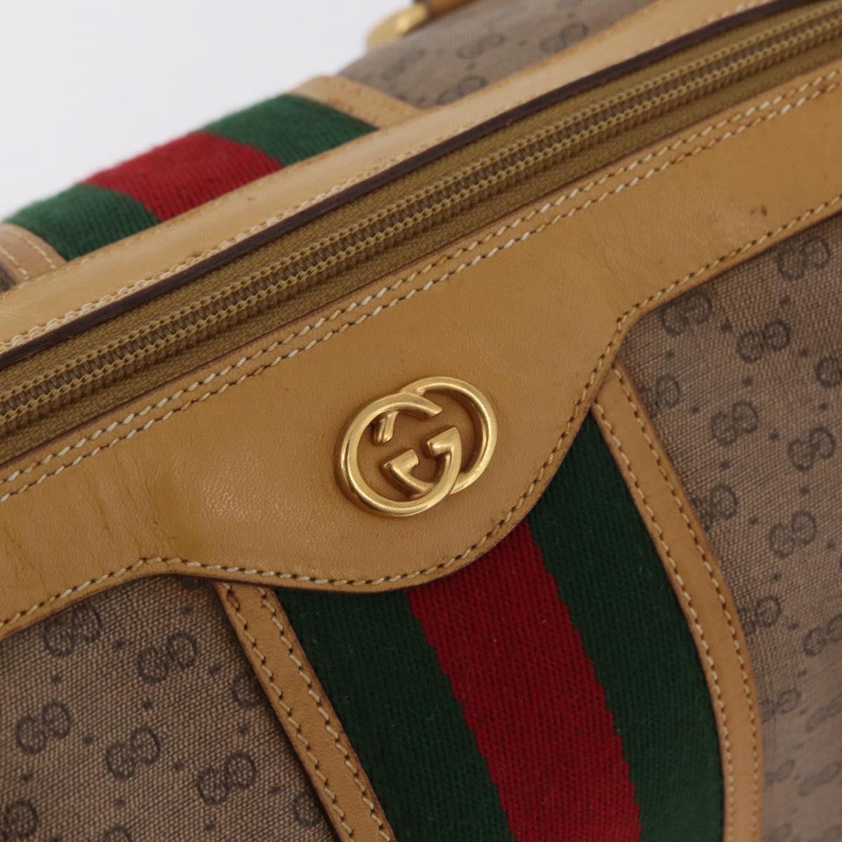 GUCCI Micro GG Web Sherry Line Hand Bag PVC 2way Beige 002 58 4422 Auth mr2994