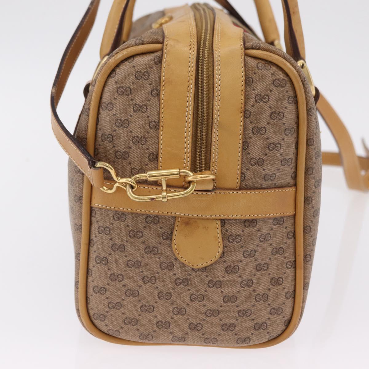 GUCCI Micro GG Web Sherry Line Hand Bag PVC 2way Beige 002 58 4422 Auth mr2994