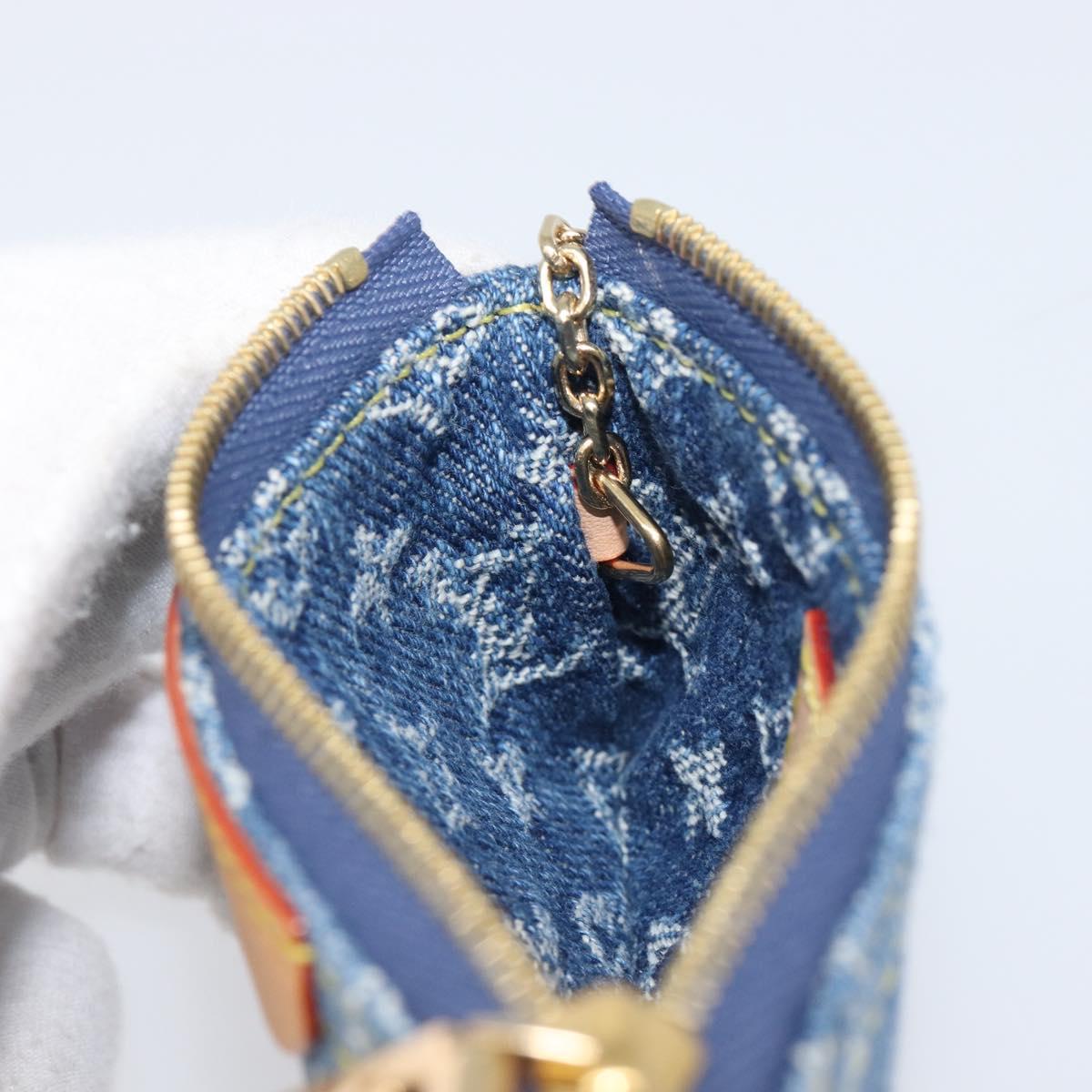 LOUIS VUITTON Monogram Denim Pochette Cles Coin Purse Blue M82961 Auth mr2995V