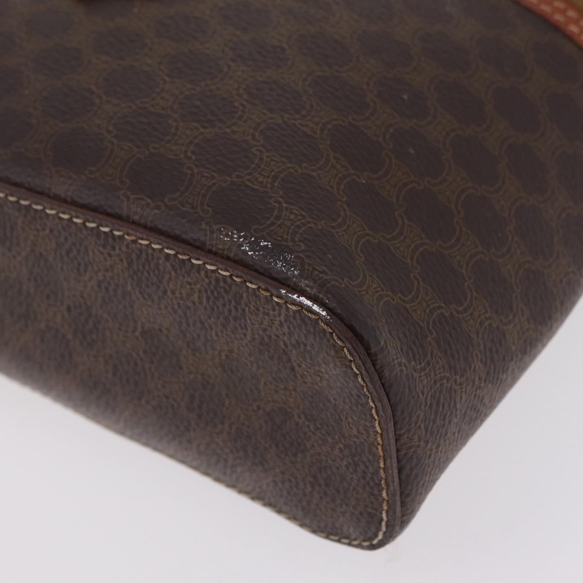 CELINE Macadam Canvas Vanity Cosmetic Pouch PVC Brown Auth mr2997A
