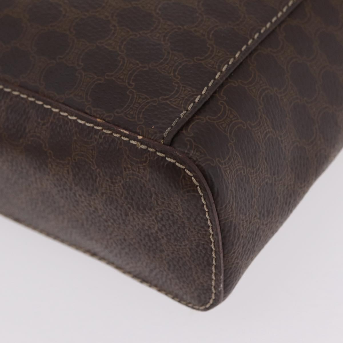 CELINE Macadam Canvas Vanity Cosmetic Pouch PVC Brown Auth mr2997A