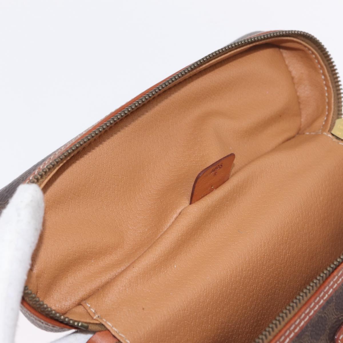 CELINE Macadam Canvas Vanity Cosmetic Pouch PVC Brown Auth mr2997A