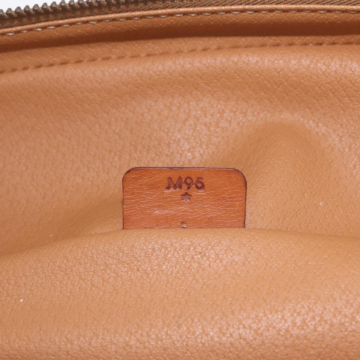 CELINE Macadam Canvas Vanity Cosmetic Pouch PVC Brown Auth mr2997A