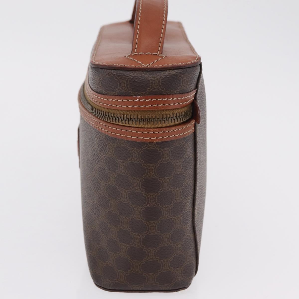 CELINE Macadam Canvas Vanity Cosmetic Pouch PVC Brown Auth mr2997A
