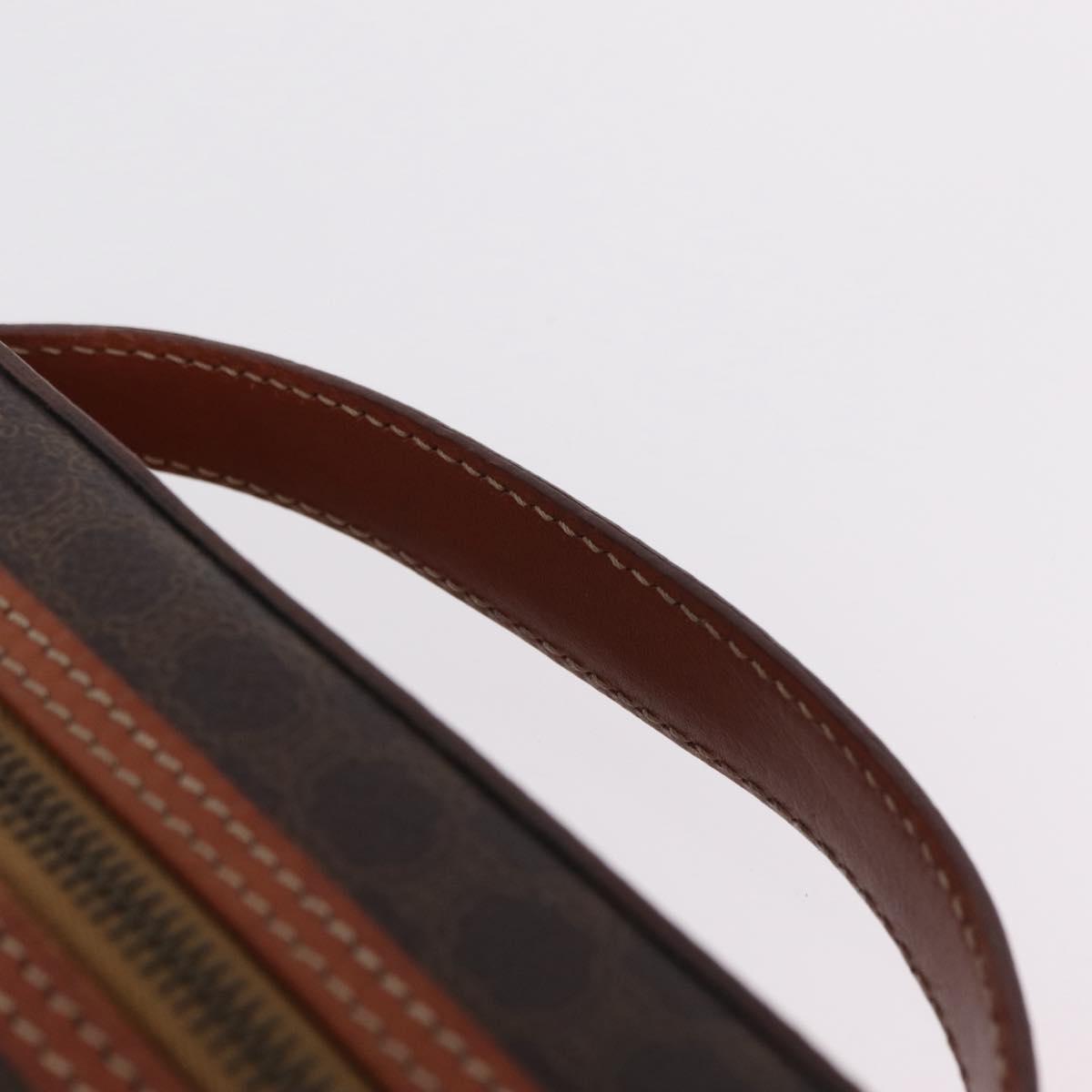 CELINE Macadam Canvas Vanity Cosmetic Pouch PVC Brown Auth mr2997A