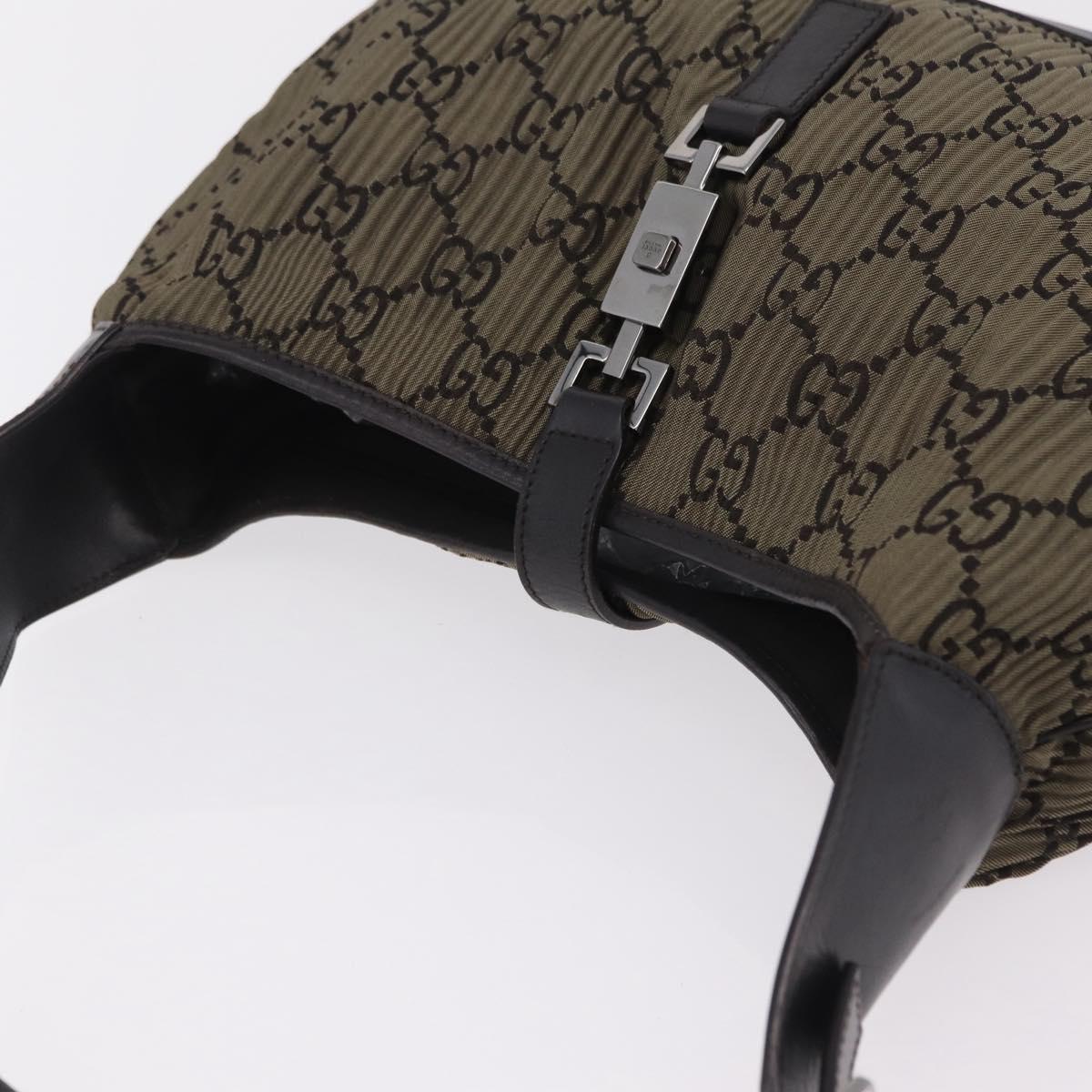 GUCCI GG Canvas Jackie Shoulder Bag Brown Silver 001 3306 Auth mr3000V
