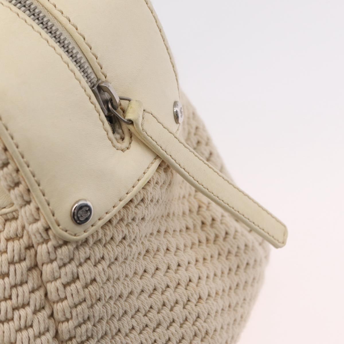 CHANEL Hand Bag Canvas Beige Silver CC Auth mr3001A