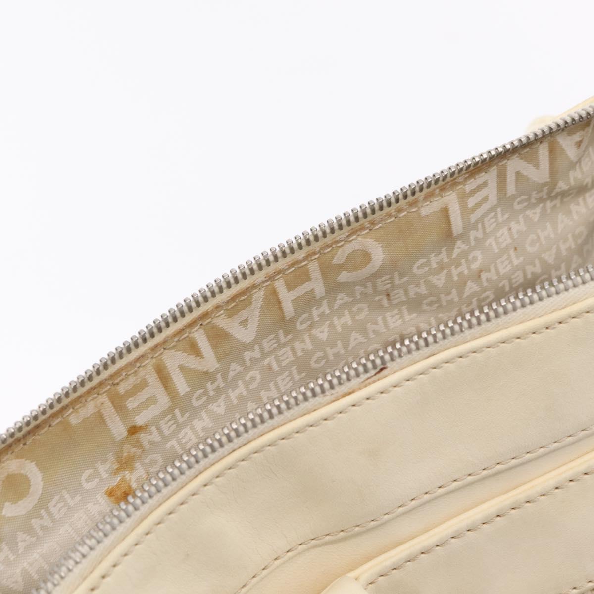 CHANEL Hand Bag Canvas Beige Silver CC Auth mr3001A